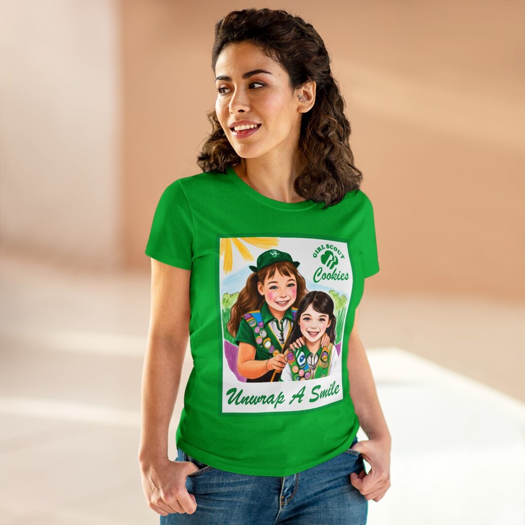 Girl Scout Cookies Unwrap A Smile Womens Green T-Shirt MakerPlace by Michaels